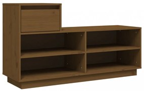 mézbarna tömör fenyőfa cipőszekrény 110 x 34 x 61 cm