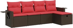 vidaXL 5 részes barna polyrattan kerti ülőgarnitúra párnával
