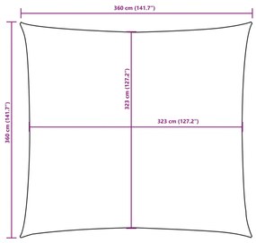 négyzet alakú, terrakotta oxford szövet napvitorla 3,6 x 3,6 m
