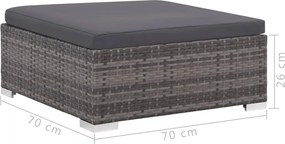 6-részes szürke polyrattan kerti bútorszett párnákkal