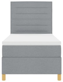 Box Spring Ágy matraccal, világosszürke, 100x200 cm, szövet