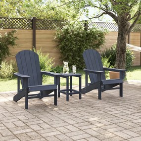 3 Részes Kerti Lounge Készlet Tengerészkék HDPE