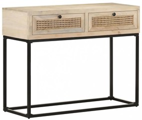 tömör mangófa és természetes nád tálalóasztal 100 x 35 x 76 cm