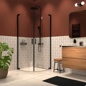 Sealskin INC zuhanykabin 89x89 cm félkör alakú fekete matt/átlátszó üveg XI6490C6195100