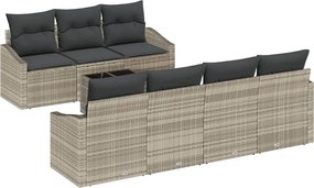 vidaXL Kanapé Szett párnával párnával 8 pcs Világosszürke polirattan