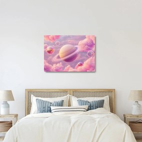 Üveg kép - Rózsaszín bolygó (70x50 cm)