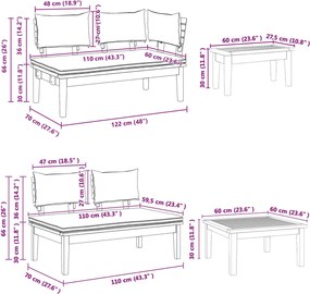 Kerti Kanapé Szett 5 pcs Barna és Krém