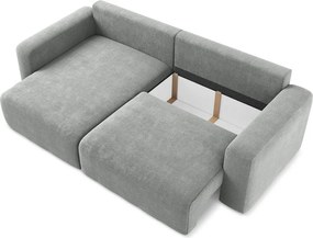Szürke zsenília kinyitható-tárolóhelyes sarokkanapé (bal oldali-heverő résszel) Kona – Makamii