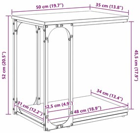 Oldal asztal polcokkal Musta tammi 50 x 35 x 52 cm Faanyag
