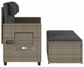 szürke polyrattan dönthető kerti pad párnával