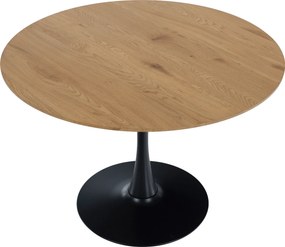 Étkezőasztal, kerek, tölgy/fekete, átmérő 110 cm, REVENTON NEW