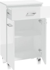 Fürdőszoba szekrény álló 85x50x30 komód polccal praktikus fehér fényes