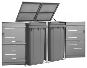 acéltároló két gurítható szemeteskukához 138 x 77,5 x 112,5 cm