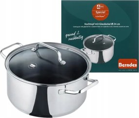 Fazék 24 CM Rozsdamentes Acél Quartz Indukciós Fedővel 4,9L Berndes Acél