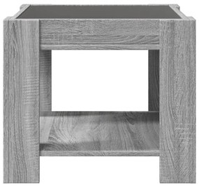 szürke sonoma szerelt fa dohányzóasztal LED-del 53 x 53 x 45 cm