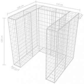 acél gabion 1 db gurulós kukához 110 x 100 x 120 cm