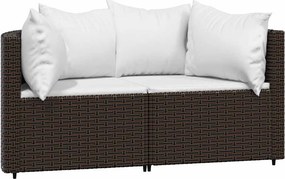 vidaXL 2 db barna polyrattan kerti sarokkanapé párnákkal