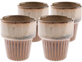 4 db Rustik kerámia bögre szett 100 ml, világosbarna