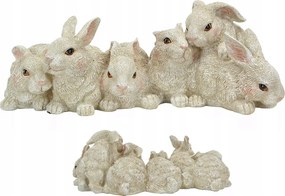 Nyuszi Család Dekorációs Figura bézs asztali polc 33cm