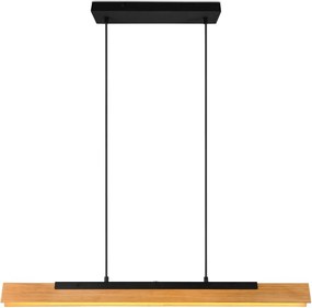 Matt fekete LED függőlámpa fa búrával Kerala – Trio