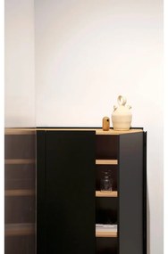 Fekete magas komód tölgyfa dekorral 95x120 cm Arista – Teulat