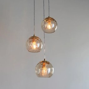 Endon 91971 - Kábeles függeszték DIMPLE 3xE14/7W/230V arany/füstös bézs