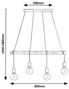 Rabalux 3980 - Csillár zsinóron PABLO 4xE27/40W/230V