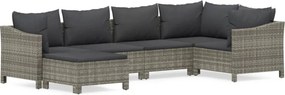 vidaXL 6 részes szürke polyrattan kerti ülőgarnitúra párnákkal