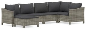 vidaXL 6 részes szürke polyrattan kerti ülőgarnitúra párnákkal