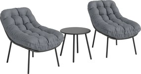 Outsunny Szürke Rattan Gyanta Kerti Bútor Szett 2 Fő Részére 15 cm Vastag Párnákkal és Acél Vázakkal | Aosom