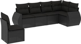 vidaXL 6 részes fekete polyrattan kerti ülőgarnitúra párnákkal