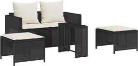 vidaXL 5 részes polyrattan kerti kanapé garnitúra párnákkal stackable