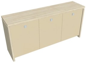 Verno alacsony szekrény 188 x 46 x 90 cm, üvegajtó, akác / vanília
