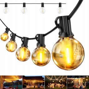 30 Led-es Kerti Fényfüzér Erkély Lámpa 18m Kültéri Kertbe