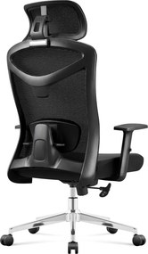 Ergonomikus irodai forgószék, deréktámasszal, 2D háttámla hálós anyaggal, fekete