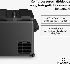 Klarstein Arctiq Duo hűtőtáska | Kompresszorral | 43 liter | 58 doboz | -18-20 °C | Fekete | 78 cm