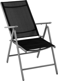 Outsunny Összecsukható Kerti Szék Alumínium és Textilén anyagból, 7 Állítható Szinttel, Fekete 65x55x85-105cm | Aosom