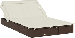 vidaXL 2 személyes barna polyrattan napágy tetővel 213 x 118 x 97 cm