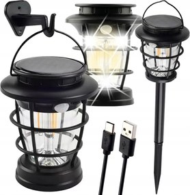 Napelemes kemping lámpa kerti lámpa led usb szürkületi mozgásérzékelő