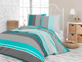 Lipsko türkiz flanel ágyneműhuzat 200x140cm+90x70cm TiaHome