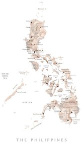 Térkép Map of the Philippines in neutral watercolor, Blursbyai