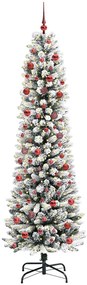 Mű karácsonyfa Zöld és fehér 210 cm PVC és Fém és Műanyag