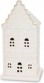 Karácsonyi figura fehér led házikó kerámia 15,5x8x7cm 168748 Art-pol