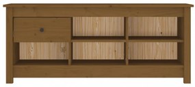 mézbarna tömör fenyőfa cipősszekrény 110 x 38 x 45,5 cm