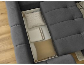 Sötétszürke kinyitható-tárolóhelyes sarokkanapé (jobb oldali-L alakú) Fuji – Bobochic Paris