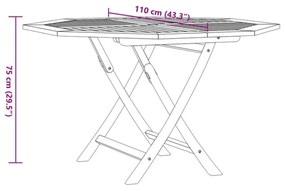 összecsukható tömör tíkfa kerti asztal 110x110x75 cm