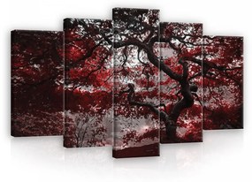 Vászonkép 5 darabos, Vörös levelű fa 100x60 cm méretben