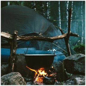 Poszterek 70x70 TĂĄbor Ă©jszaka erdĆ tƱz