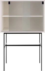 Szürkésbézs tálalószekrény tolóajtóval 70x109x40 cm Lekko – noo.ma