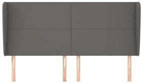 szürke műbőr fejtámla szárnyakkal 183x23x118/128 cm